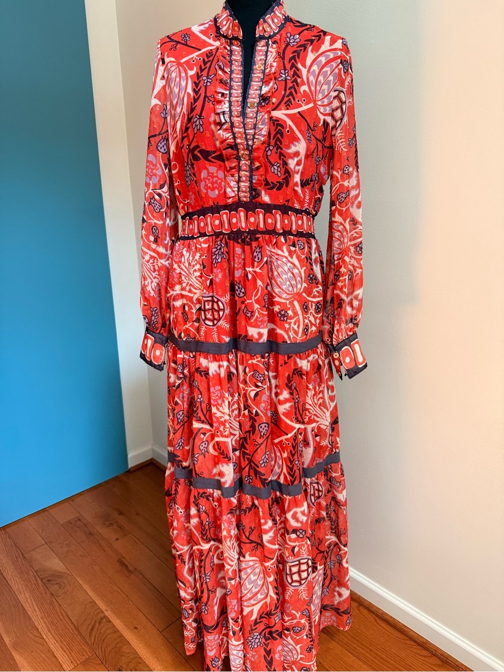 CK Bradley Navielle Maxi Dress- Sz Small (flaw-stuck zipper) - Picture 2 of 5